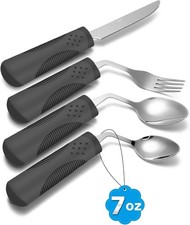 Adaptive Utensils 4-Piece Set Weighted 7 oz - 42  Angled Utensils Left Handed