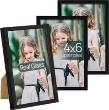 4X6 Picture Frame Set of 3, Made of High Definition Glass for 4 X 6, Wall and Ta