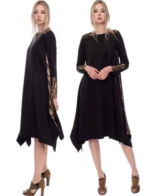 Baby'O Women's Black Techno Suede Hanky Dress