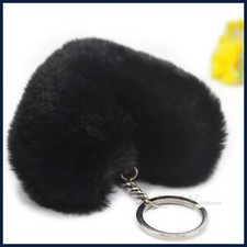 Llavero pompón mullido regalos para mujer suave forma de corazón pompón falso conejo.