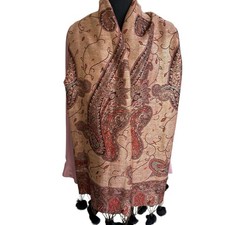Pashmina Silk Wrap Scarf Shawl Paisley 26x70" Multicolor Fringed Ethnic Boho