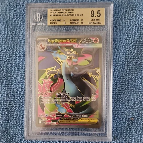 BGS 9.5 Mega Charizard X ex 109/094 Full Art GEM MINT Pokémon Phantasmal Flames