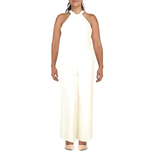 Julia Jordan Damen elfenbeinfarben Krepp Neckholder weites Bein Overall 2 Brittany and Hanna Factory Outlet 9080
