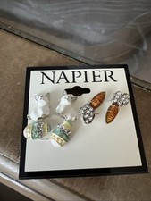Napier Set Of 3 Pairs Easter Earrings Bunny Carrot Egg