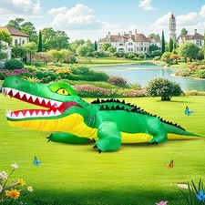 6 FT Christmas Crocodile Inflatable Decoration, Spring Inflatable Blow Up Ani...