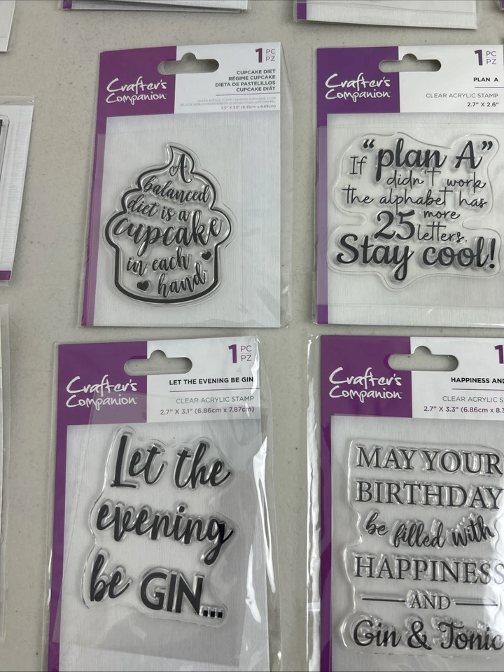 CRAFTERS COMPANION ACRYLIC STAMPS PROSECCO 生日 GIN LOVE PHRASES 情感 — 第 3/4 张图片