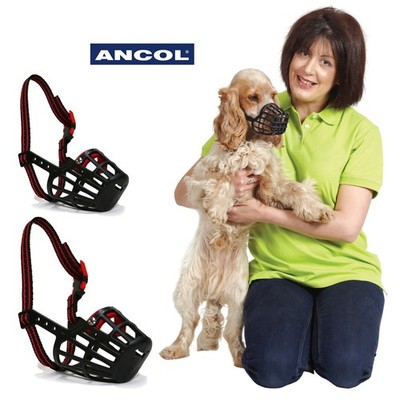 Dog Muzzle Black Plastic Basket Ancol Training Obedience Sizes