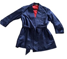 Vintage Men's Silk Kimono Smoking Jacket, Navy, Robe M Hugh Heffner Like