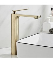 FLG Single Handle Bathroom Vessel Sink Faucet in Brushed Gold
