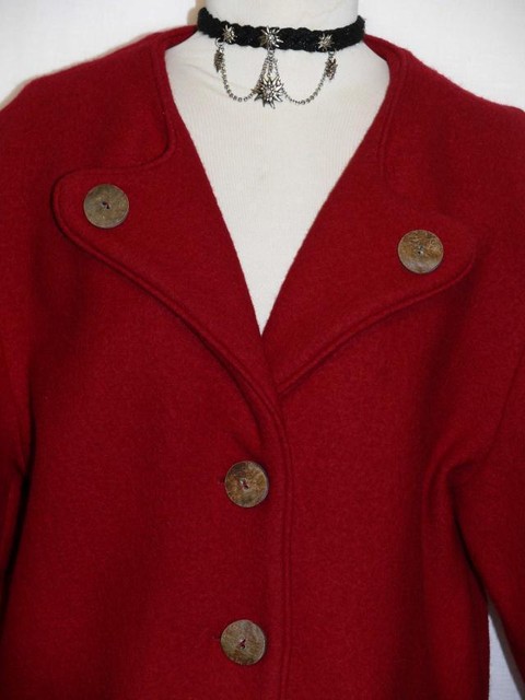 red boiled wool coat