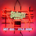 Shiner Beer Hot Bbq Cold Beer Ox 24"x20" Neon Light Sign Lamp Bar Open Shop Club