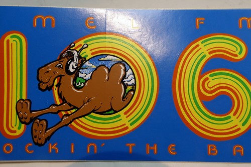 KMEL106 fm  Rockin The Bay Bumper Sticker VINTAGE 1980'S rainbow cammel - Picture 1 of 7