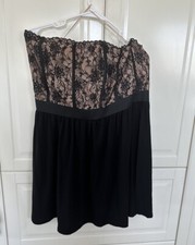 * NWT $60 ELLE Black Tie Belle Du Jour Lace Strapless & Pleated Dress Sz 16