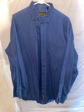 Vintage Timberland Men's Blue Button-Up Shirt Size M Long Sleeve Casual Work