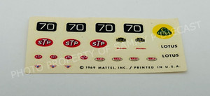 Hot Wheels Redline LOTUS TURBINE Waterslide Decal Sheet ORIGINAL !!!