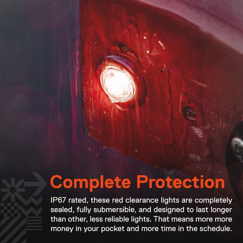 12pc 3/4" Round LED Bullet Clearance Trailer Marker Lights; DOT P2PC Amber Red - Picture 5 of 8