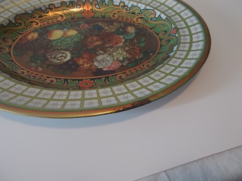 Bandeja de hojalata ovalada vintage decorada Daher colgante de pared floral NY #1 - Imagen 2 de 5