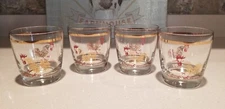 Old Fashioned Lowball 6 Oz Glass Gold Rooster Red Comb Unique Barware Set 4