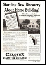 1938 Celotex Insulating Cane Board Guaranteed Insualtion Home Building Print Ad