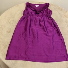 Ann Taylor Loft Womens Purple Sleeveless Ruffled V Neck Shift Dress Size 2