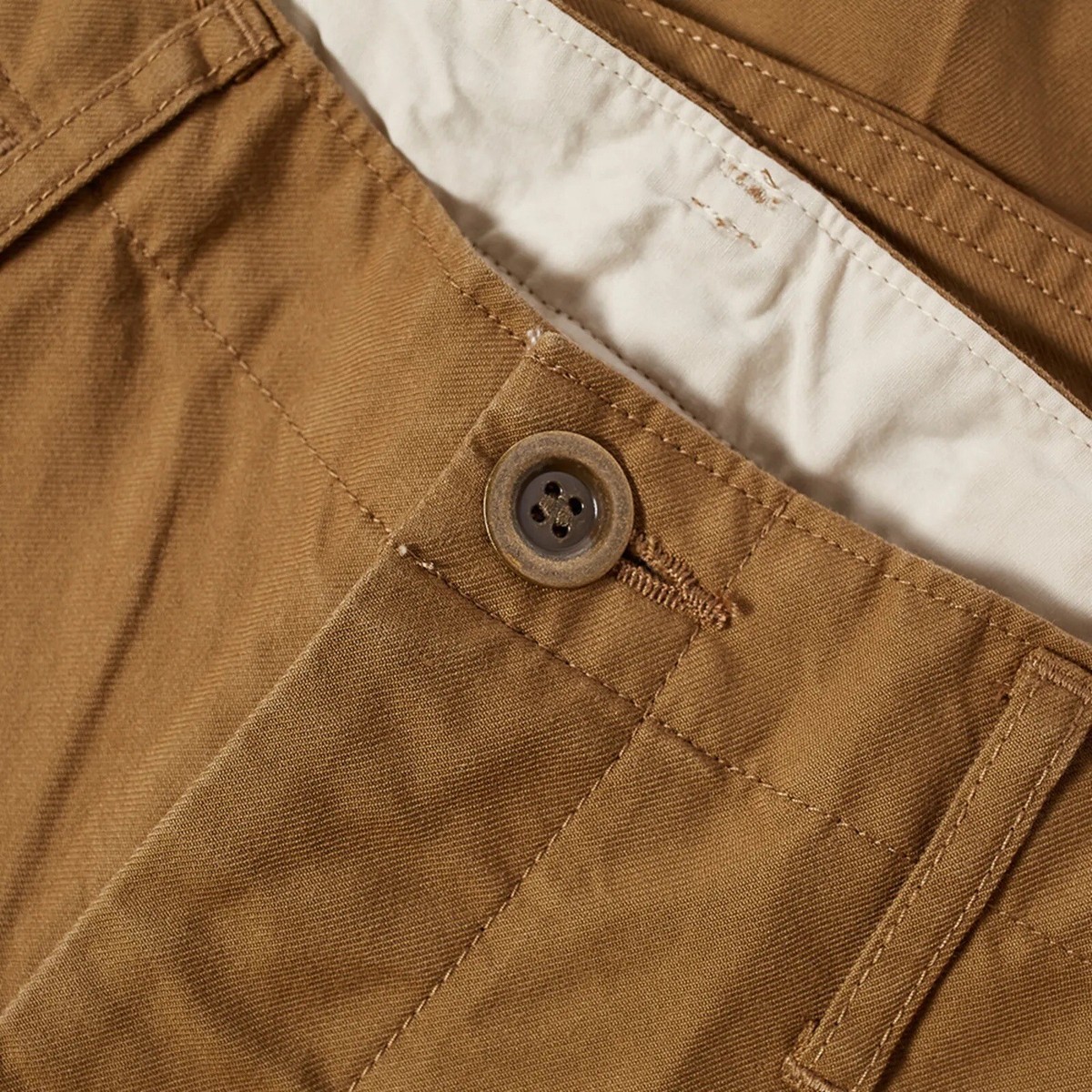 VISVIM Men's 'High Water Chino' Cropped Cotton Twill Pants Khaki 3