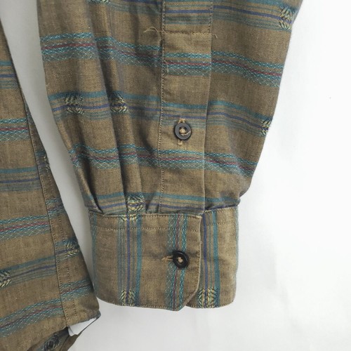 Vintage Acorn by Bob Goldfeder Shirt Mens L Military Green Striped Button-Down - Picture 4 of 13