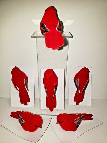 Lote 6 Árbol de Navidad Clip Cardinal Rojo Pájaros Adornos Árbol de Navidad Decoración - Imagen 4 de 12