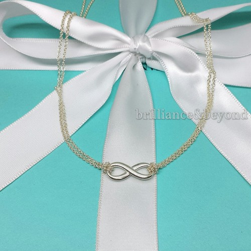 Tiffany & Co. Infinity Double Chain Necklace 925 Sterling Silver Authentic