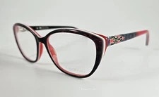 Coco Song Eyeglasses NEW CV 217 Smart Bird Color 1 Black Red Cat Eye Size 53