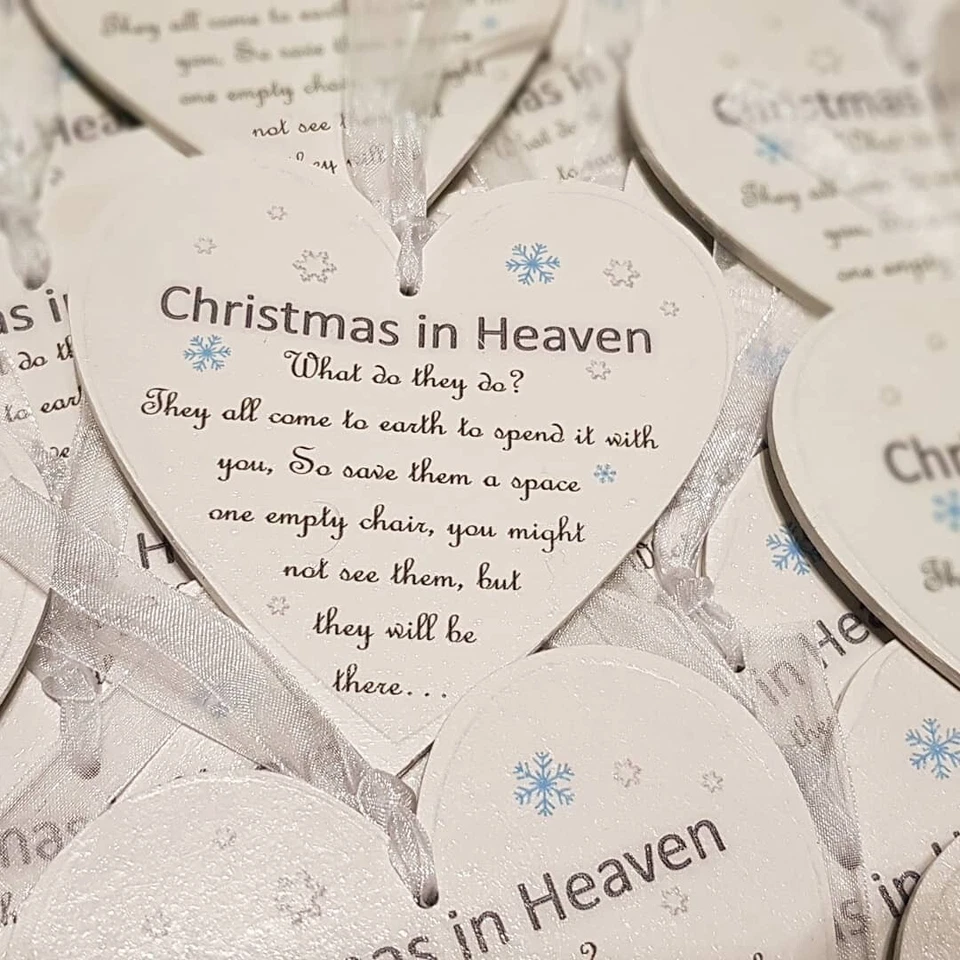 Christmas Tree Hanging Plaque/Decoration Heart Memorial Xmas in Heaven - Image 4 of 4