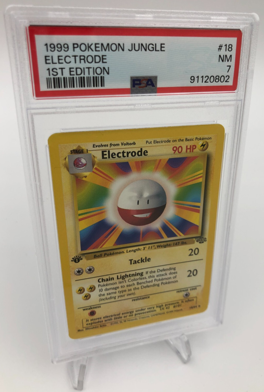 1999 POKEMON JUNGLE Trading Card ELECTRODE #18/64 1ST EDITION graded PSA NM 7