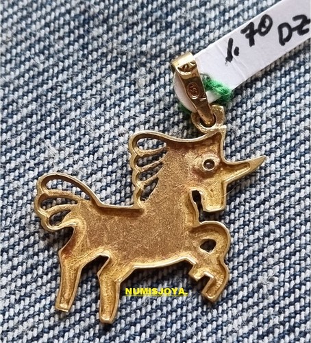 18k Yellow Gold UNICORN PENDANT. Weight 1.70 gr. Size 19 x 19 mm. - Picture 2 of 2