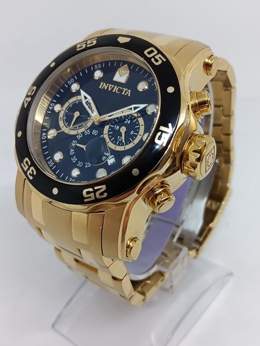 Invicta Pro Diver 23650 Mens 48mm Gold S/Steel Japanese Quartz Chrono Watch NWOT