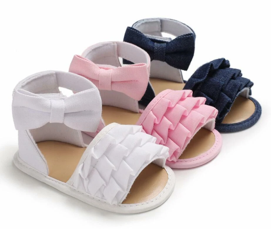 Newborn Baby Girl Crib Shoes Infant Agaric Lace Ankle Summer Sandals Size 0 18 M