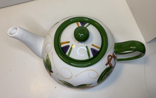World Bazaar Inc Fruit Theme Large Tea Pot Sierra Collection Hand Painted NEW - Picture 5 of 11