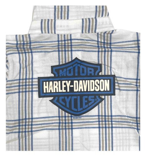 Harley-Davidson Little Girls' Glittery Long Sleeve Toddler Plaid Shirt - White - Picture 2 of 2