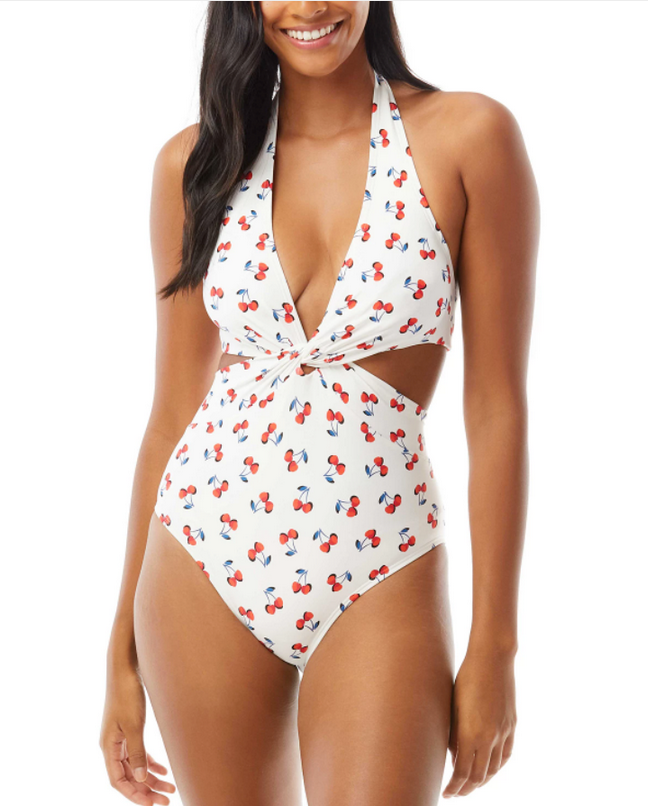 Kate Spade New York Cherry-Print Knotted One-Piece Swimsuit in