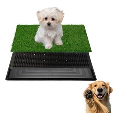 Dog Grass Pad with Tray 16"X20" Artificial Grass 3 Layered Training Pad Indoor