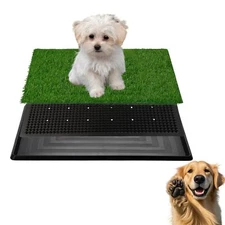 Dog Grass Pad with Tray 16"X20" Artificial Grass 3 Layered Training Pad Indoor