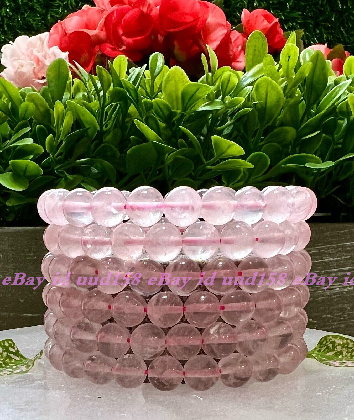 Wholesale 6 Pcs Natural Rose Quartz 8mm 7.5” Crystal Healing Stretch Bracelet