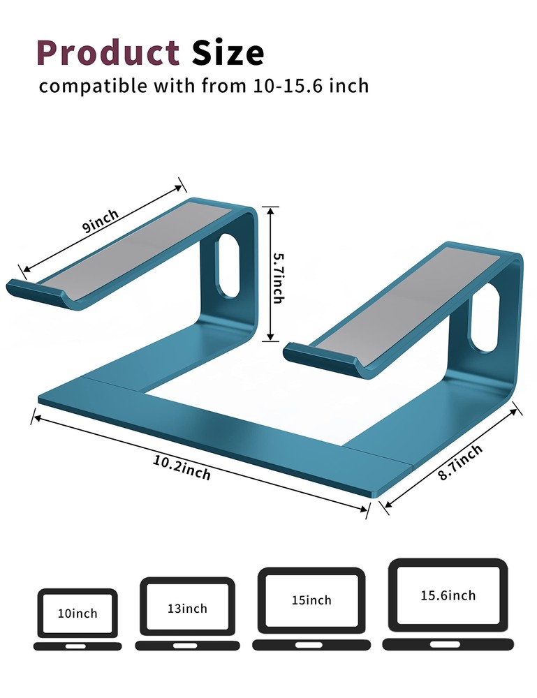 Aluminum Laptop Stand for Desk Ergonomic Adjustable Notebook Riser Holder Detachable Computer Stand  
