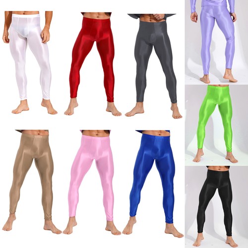 UK Mens Shiny Workout Bottoms Gym Yoga Skinny Pants Ballet Dance Tight Trousers - Picture 2 of 105