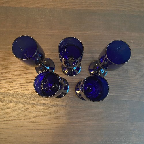 Libbey Cobalt Blue Champagne Flutes Glasses - Set of 5 - Picture 2 of 4