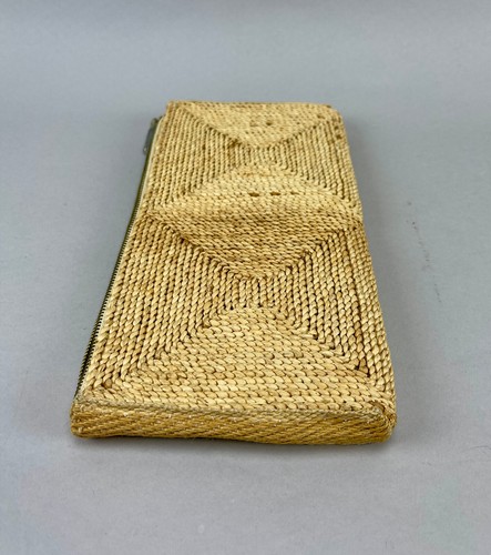 Vintage 1960s Italian Handcrafted Clutch Twisted Natural Fiber Geometric Design - Picture 10 of 12
