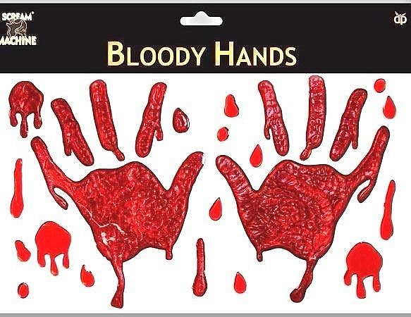 HALLOWEEN BLOODY HANDS WINDOW STICKERS DECORATION