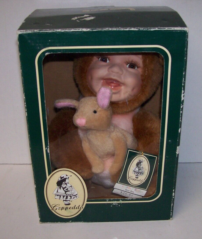 Geppeddo Cuddle Kids Roxi Roo Porcelain Face Plush Doll 2003 NIB