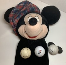 Golf Club Cover Disney Mickey Mouse Plush LOT WITH 3 VINTAGE DISNEY Golf Balls
