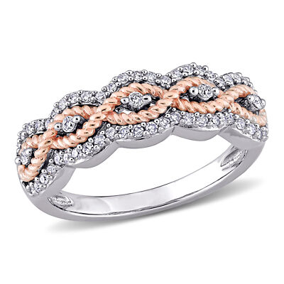 Amour 2-Tone 10k Rose and White Gold 1/4CT TDW Diamond Infinity Anniversary Band