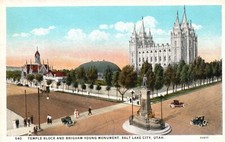 Postcard UT Salt Lake City Temple Block Brigham Young Monument Vintage PC L9029