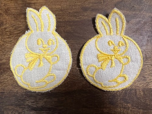 Vintage Wolle bestickt gelb Häschen Patches siehe - Bild 4 von 4